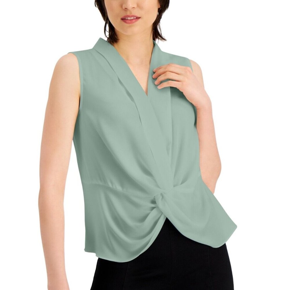 NWT INC International Concepts Minty Delta Green Sleeveless Twist Top Si…